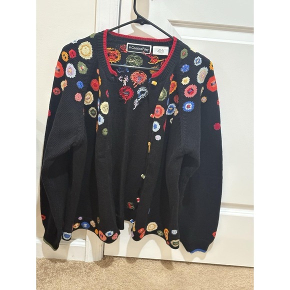 Christine Foley Cardigan Sweater Sz 2 Sewing Buttons Scissors - Picture 7 of 10